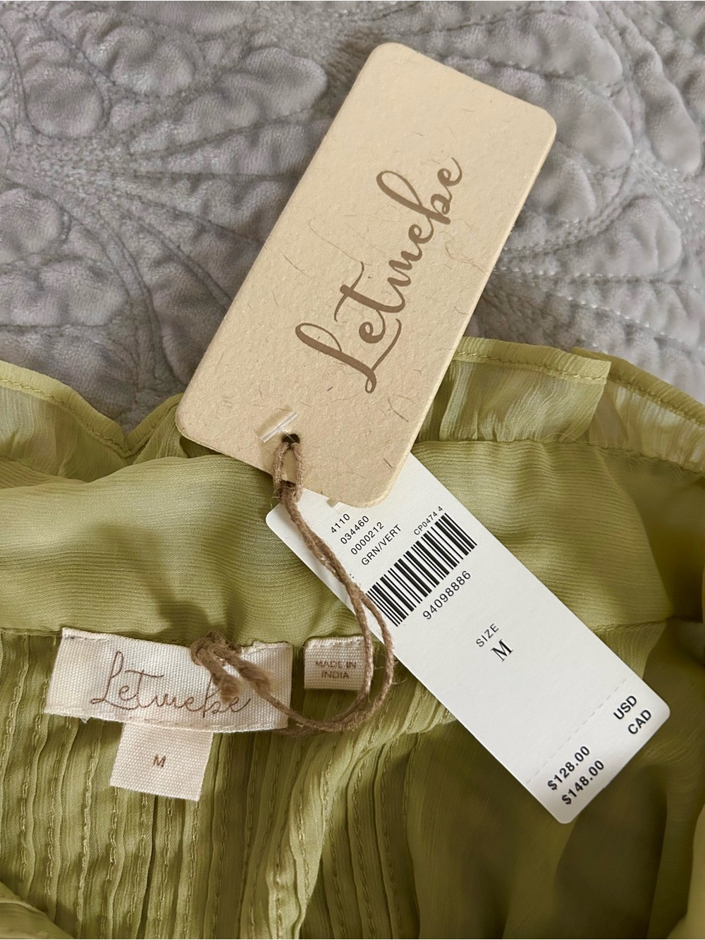 Anthropologie Letmebe Light Green Ruffled Blouse - Picture 4 of 9